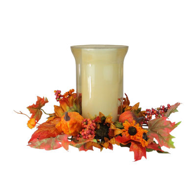 Northlight Sunflower With Pumpkin Pillar Candle Holder