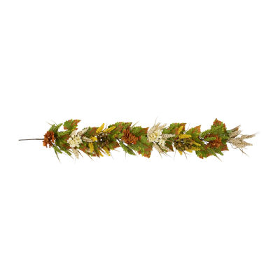 Northlight Flowers With Wheat Unlit Thanksgiving Garland