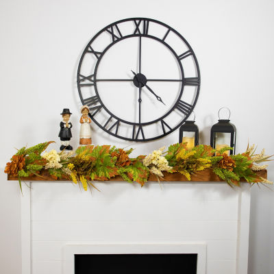 Northlight Flowers With Wheat Unlit Thanksgiving Garland