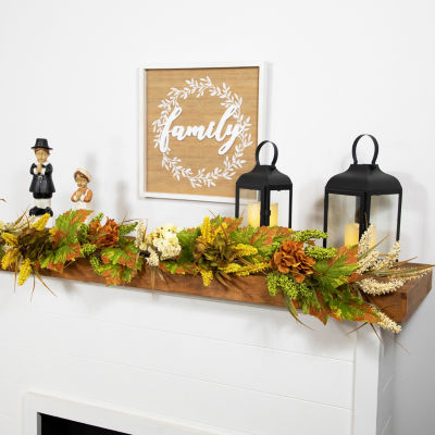 Northlight Flowers With Wheat Unlit Thanksgiving Garland