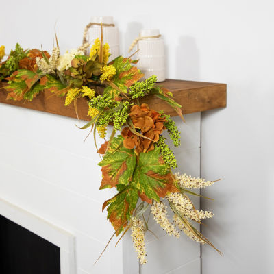 Northlight Flowers With Wheat Unlit Thanksgiving Garland