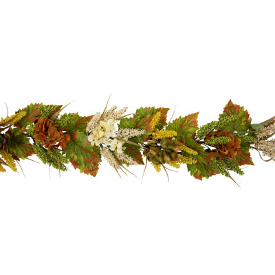 Northlight Flowers With Wheat Unlit Thanksgiving Garland