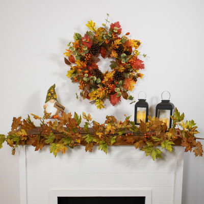 Northlight 5ft X 8in Maple Leaf And Berry Unlit Thanksgiving Garland