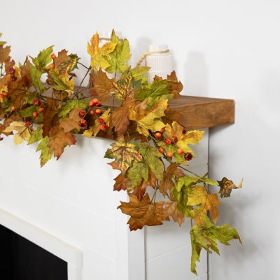 Northlight 5ft X 8in Maple Leaf And Berry Unlit Thanksgiving Garland