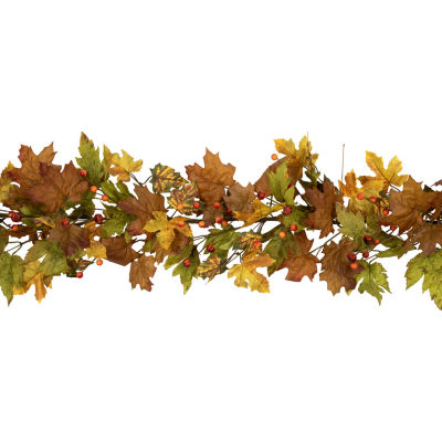 Northlight 5ft X 8in Maple Leaf And Berry Unlit Thanksgiving Garland