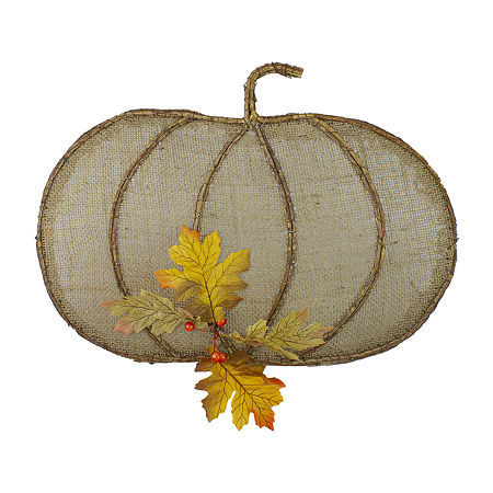 Northlight 19in Burlap And Vine Pumpkin Wall Decal, One Size, Beige