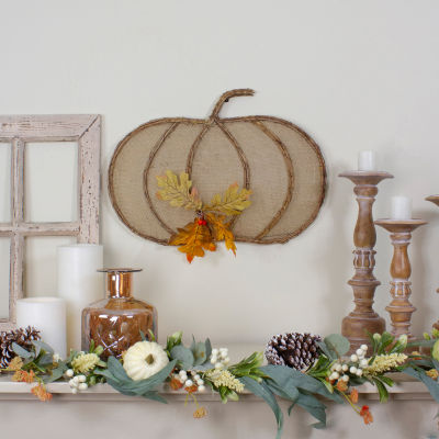 Northlight 19in Burlap And Vine Pumpkin Wall Decal