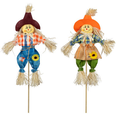 Northlight 18in Boy And Girl Scarecrow Picks 2-pc. Thanksgiving Tabletop Decor
