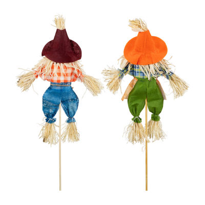 Northlight 18in Boy And Girl Scarecrow Picks 2-pc. Thanksgiving Tabletop Decor