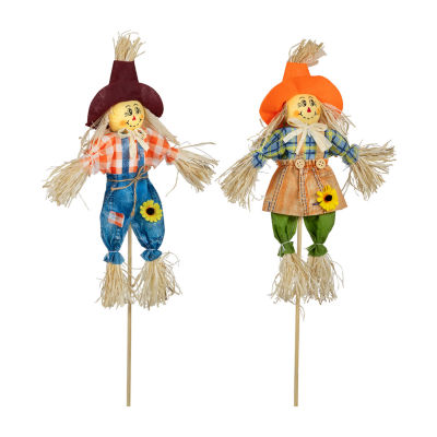 Northlight 18in Boy And Girl Scarecrow Picks 2-pc. Thanksgiving Tabletop Decor