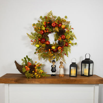 Northlight 20in Apples And Pears Cornucopia Christmas Tabletop Decor