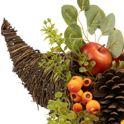Northlight 20in Apples And Pears Cornucopia Thanksgiving Tabletop Decor