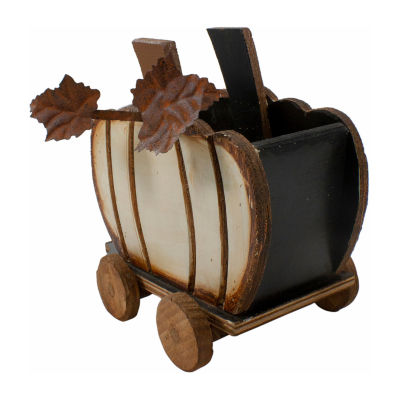 Northlight 10.5in Wooden Pumpkin Cart Thanksgiving Tabletop Decor