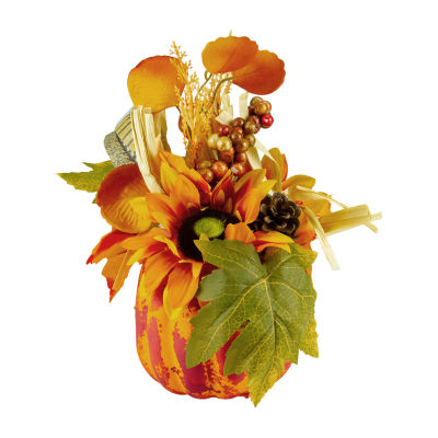 Northlight 12in Orange And Yellow Pumpkin Thanksgiving Tabletop Decor