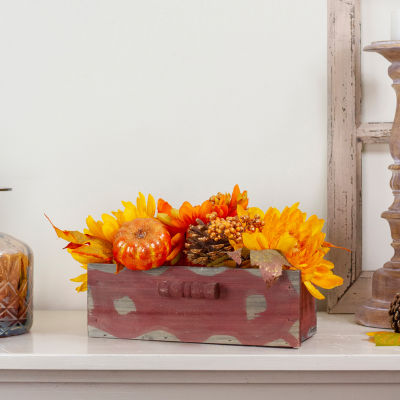 Northlight Leaf And Berry In Wooden Box Thanksgiving Tabletop Decor