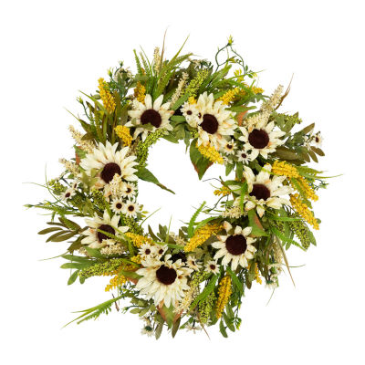 Northlight 24in Beige Sunflowers Wreath