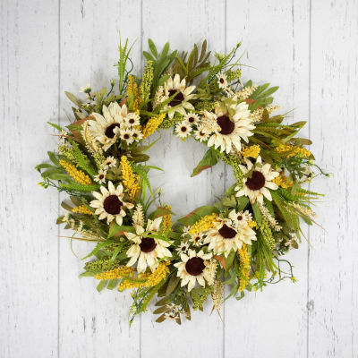 Northlight 24in Beige Sunflowers Wreath