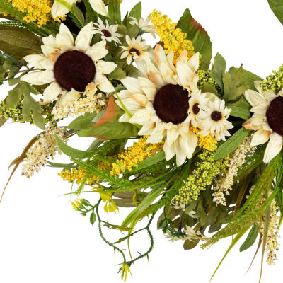 Northlight 24in Beige Sunflowers Wreath