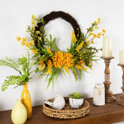 Northlight 22in Peonies Twig Wreath