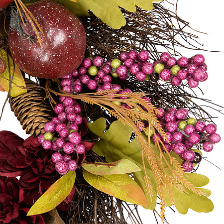 Northlight Mums And Pomegranates Twig Wreath, One Size, Brown