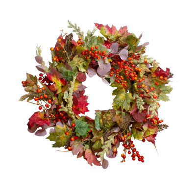 Northlight 2oin Leaves And Berries Unlit Wreath