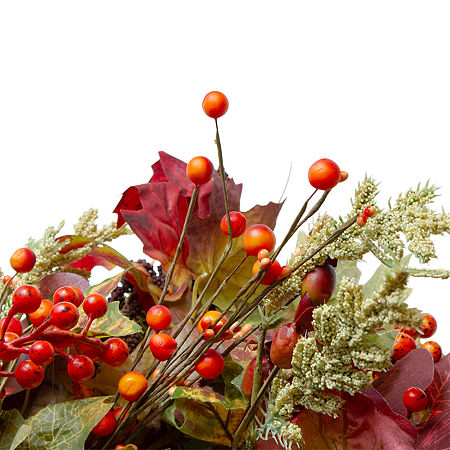 Northlight 2oin Leaves And Berries Unlit Wreath, One Size, Red