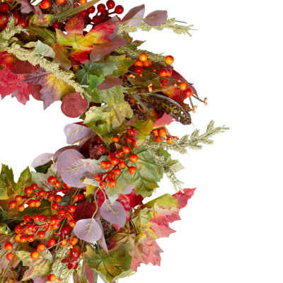 Northlight 2oin Leaves And Berries Unlit Wreath