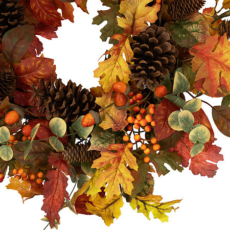 Northlight 26in Berries And Pinecone Unlit Wreath, One Size, Orange