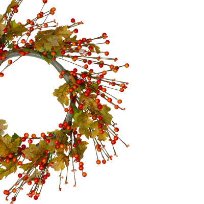 Northlight 22in Orange Berry And Yellow Leaf Wreath