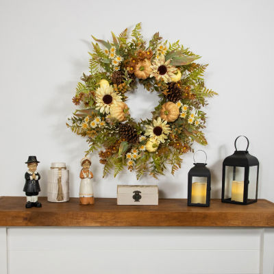 Northlight 28in Sunflower And Pumpkin Unlit Wreath