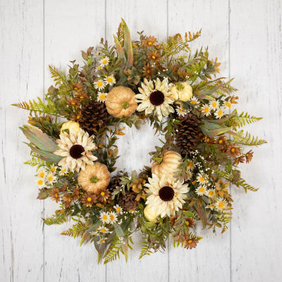 Northlight 28in Sunflower And Pumpkin Unlit Wreath