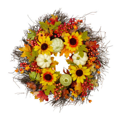 Northlight 26in Sunflower And Gourds Unlit Wreath