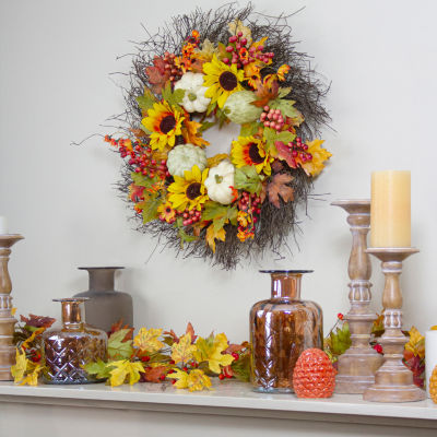 Northlight 26in Sunflower And Gourds Unlit Wreath