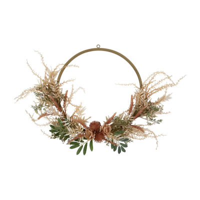 Northlight Fall Pale Roses With Foliage Unlit Wreath