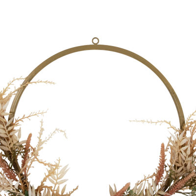 Northlight Fall Pale Roses With Foliage Unlit Wreath