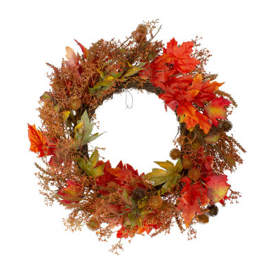 Northlight 24in Maple Leaf And Berry Unlit Wreath