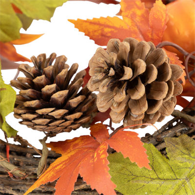 Northlight 10in Pinecone And Leaves Unlit Wreath