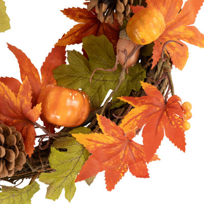 Northlight 10in Pinecone And Leaves Unlit Wreath