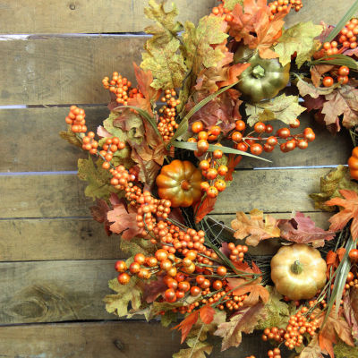 Northlight 22in Pumpkin And Berry Unlit Wreath