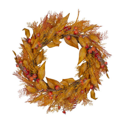 Northlight 24in Yellow And Orange Berry Unlit Wreath