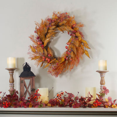 Northlight 24in Yellow And Orange Berry Unlit Wreath