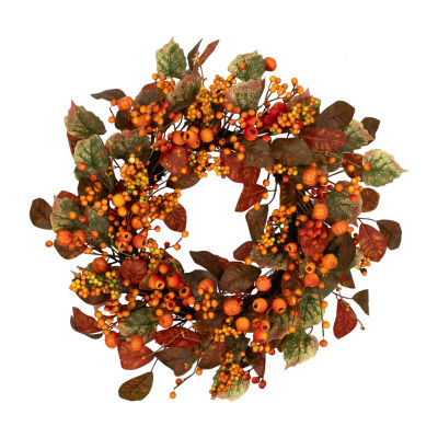 Northlight 24in Berries And Pumpkin Unlit Wreath