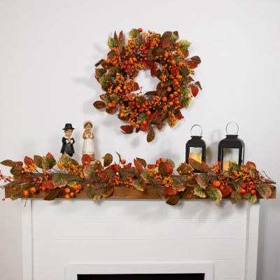 Northlight 24in Berries And Pumpkin Unlit Wreath