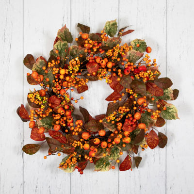 Northlight 24in Berries And Pumpkin Unlit Wreath