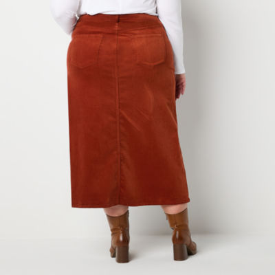 a.n.a Womens High Rise Midi A-Line Skirt-Plus