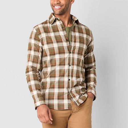 Mutual Weave Mens Long Sleeve Poplin Plaid Button-Down Shirt, Xx-large, Green