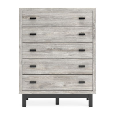 Signature Design by Ashley Vessalli 5-Drawer Chest in Light Gray