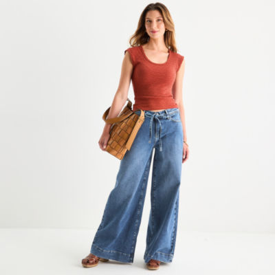 a.n.a Womens Mid Rise Wide Leg Jean