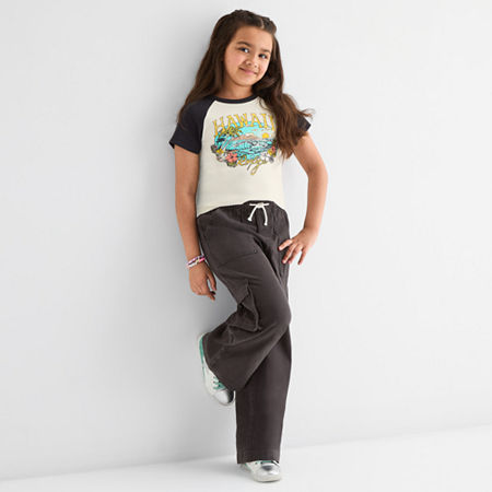 Roxy Big Girls Wide Leg Cargo Pant, S (7), Black