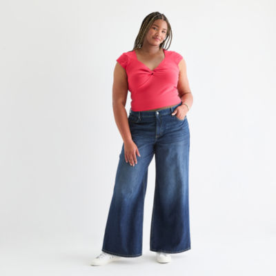 Arizona Juniors Short Womens Low Rise Baggy Fit Jean